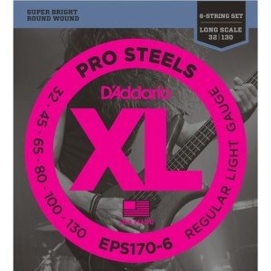D'Addario EPS170-6 ProSteels 6-String Bass, Light, 32-130, Long Scale Takım Tel - 6 Telli Bas Gitar Teli 032-130