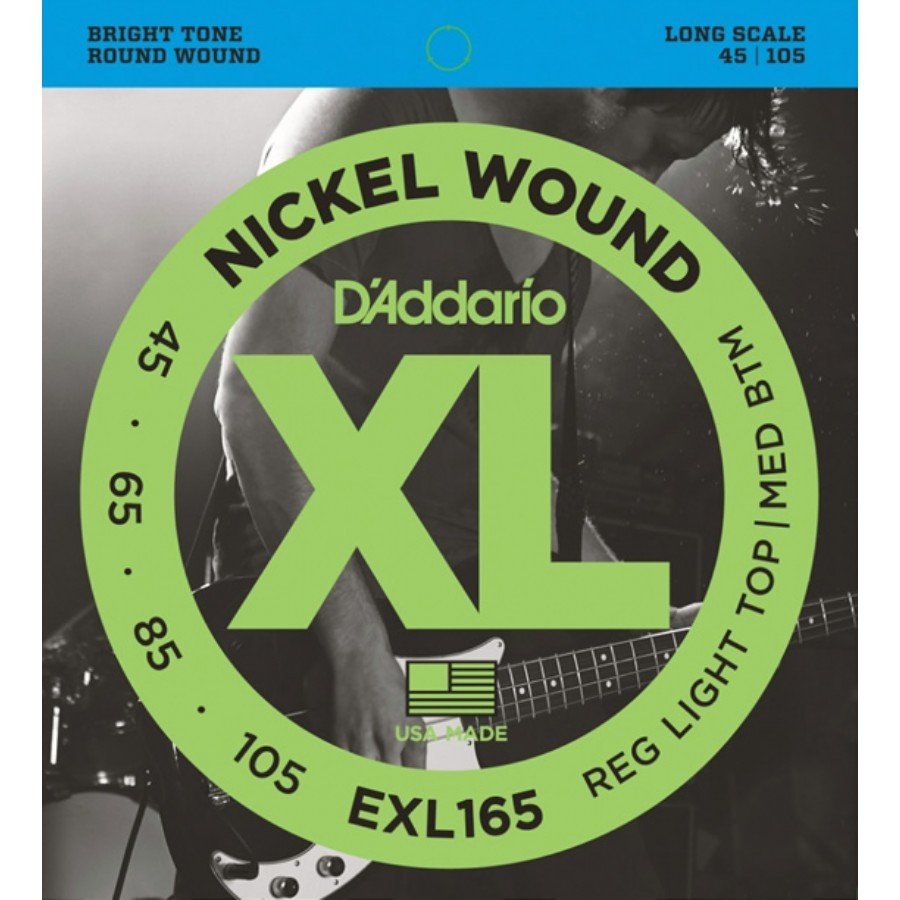 D'Addario EXL165 Nickel Wound Bass, Custom Light, 45-105, Long Scale 045-105 Takım Tel - Bas Gitar Teli